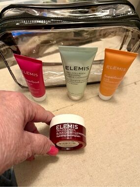 Elemis Skincare Travel Set with Clear/Black Cosmetic Bag - NEW